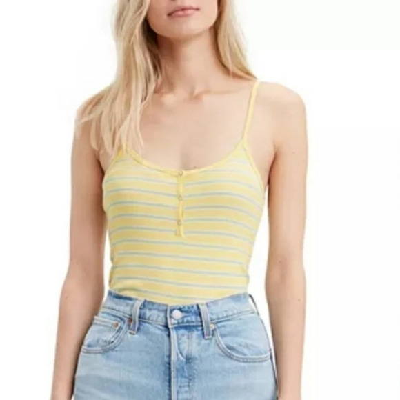 Levi’s Ribbed Button Down Striped Spaghetti Strap Tank​​​​​​​​​​ - Picture 1 of 3